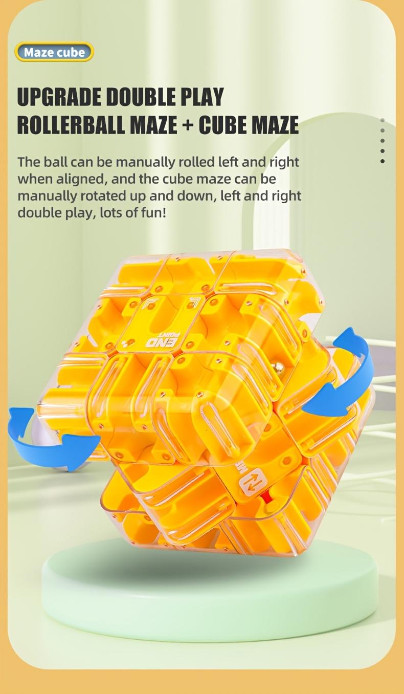 3D Maze Cube Puzzle Toy 3D Rolling Cube Educational Puzzle for Boys Teens Adults Travel Toy Orange Yellow Green Durable Maze Game Adult Maze Game