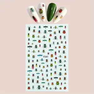 Sparkling Insect Nail Art Stickers - Self-Adhesive Ladybug, Beetle & Dragonfly Decals for DIY Manicure