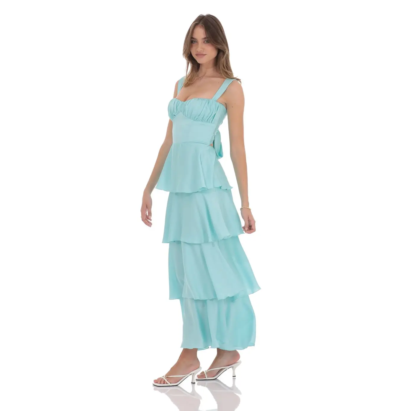 Lucy in the Sky Ruffle Maxi Dress in Aqua Blue - TikTok Shop