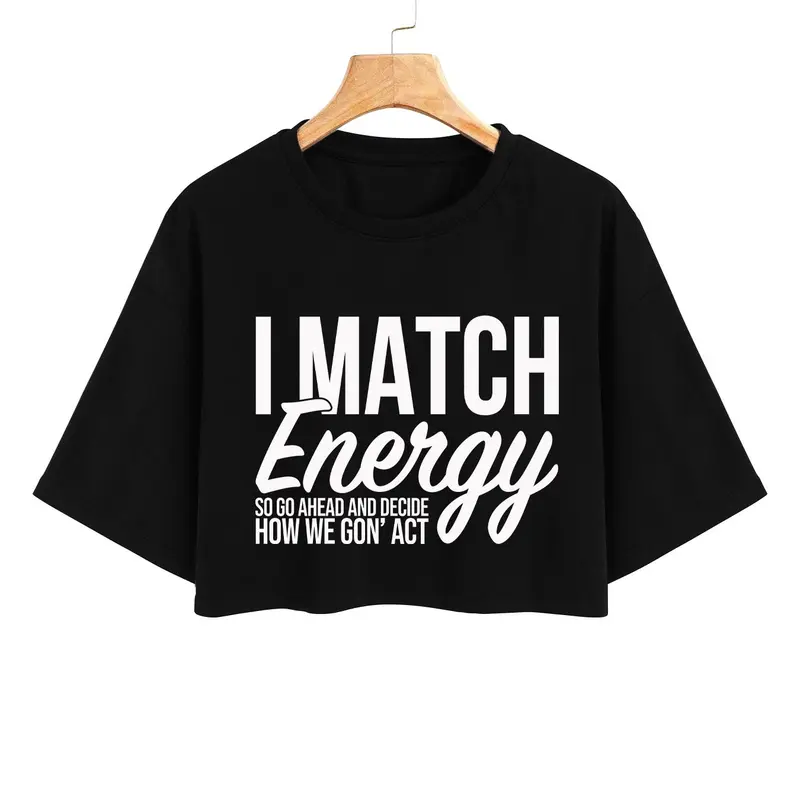 Women's Spring Letter Print Round Neck Crop Tee, Casual Short Sleeve Crew Neck T-shirt for Summer, Streetwear Women's Top for Daily Wear, Casual Cropped Tee