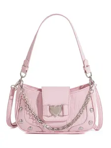 New Heart Sweet Cool Messenger Bag, Versatile High-End Shoulder Crossbody Bag, Crocodile Pattern Handbag, Perfect for Shopping, Gifts, Friends' Gatherings