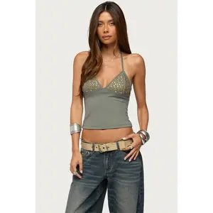 Ramone Mixed Stud Halter Top