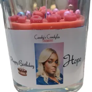 Candy's Candyles Personalized Photo Message Candle - "Hope" Design with Colorful Accents, Ideal for Decor and Ornaments