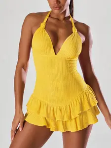 Women's halter neck fitted dress, comfortable and stylish fitness yoga top, multi-colored outdoor fitness running top, yoga sports vest