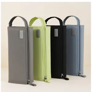 Large-capacity non-deformable pencil case-stylish and casual ergonomic design, suitable for school, office, travel arrangement, reinforced compartment, portable multifunctional stationery storage bag.