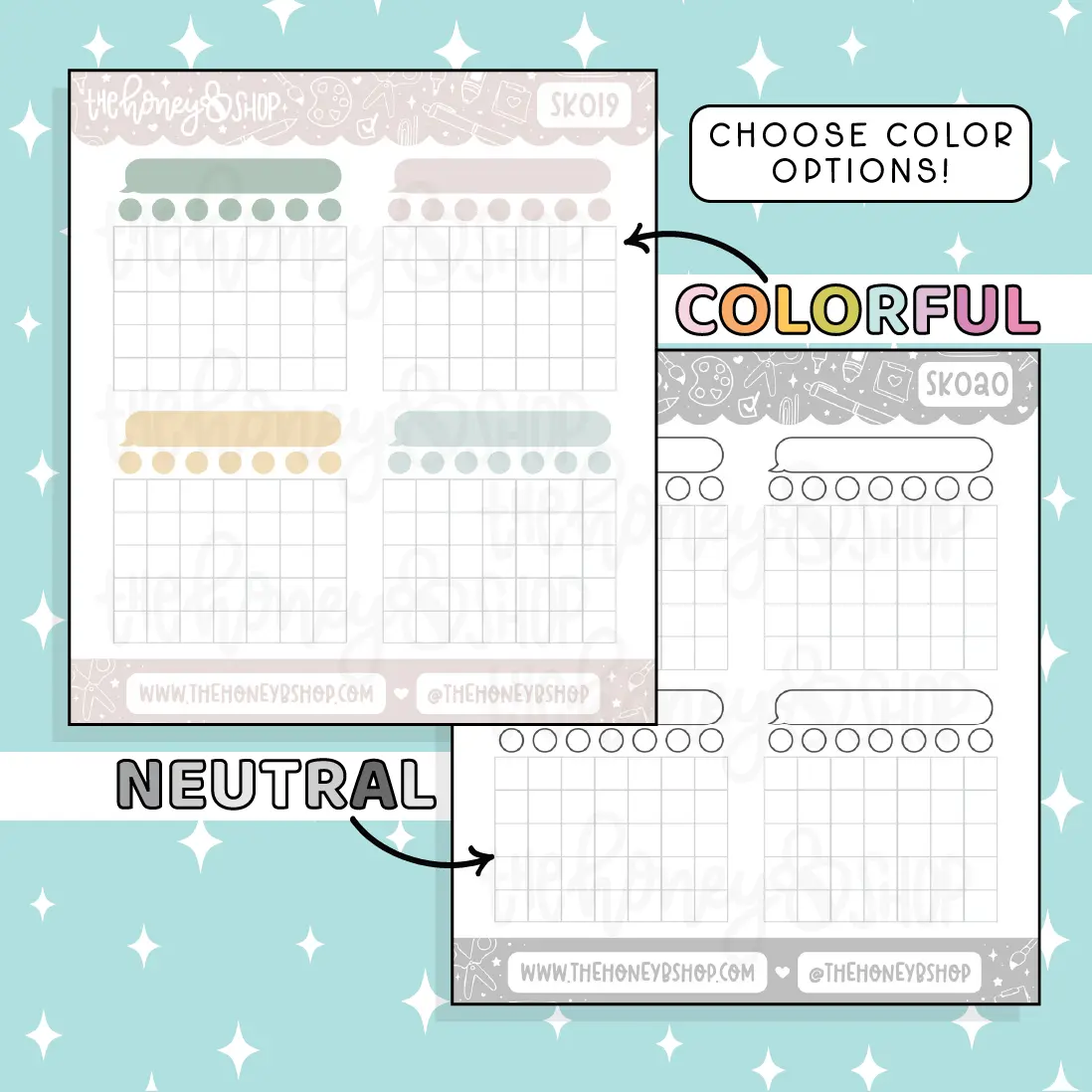 Monthly Trackers Doodle Sticker | Choose Your Color Option!
