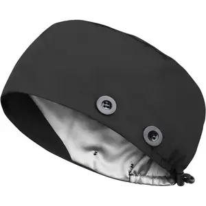 Adjustable Scrub Caps for Women Men - 4 Mask Attachment Buttons & Satin Lined Scrub Caps