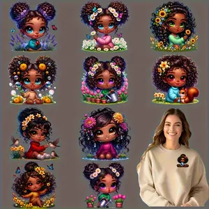12-Piece Heat Transfer Stickers Set, Multicolor Vinyl DTF Transfers, Washable DIY Decorative Patches for DIY Crafts, Art Projects, Clothes & Bags, DIY Flower Decor