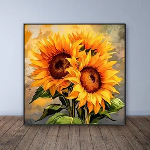 Sunflower Pattern DIY Diamond Arts Colorful Painting Kit without Frame, DIY 5D Diamond Arts Colorful Painting Kit, Wall Art Decor for Home Living Room Bedroom