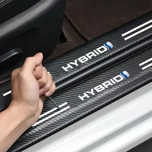 Car Door Sill Protector Strips Set, Anti-Slip Scratch-Resistant Fiber Style Decorative Trim, Fits Toyota Camry Lexus Rx Asia Dragon