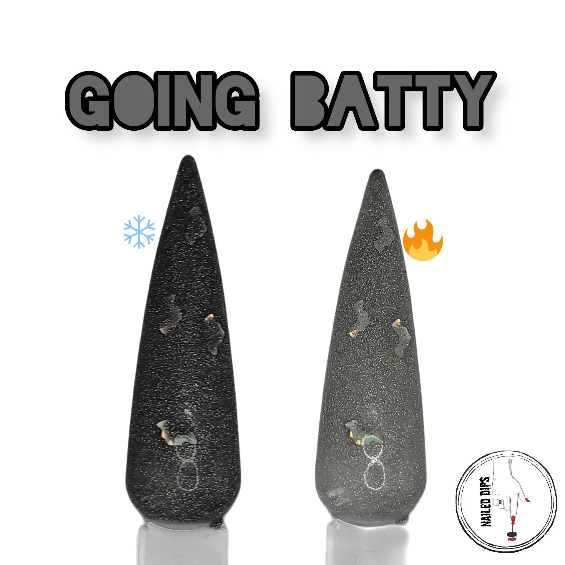 Going Batty | HEMA Free Holographic Thermal UV Gel, Temperature Changing, Bats Gel Nails, Halloween Gel Polish