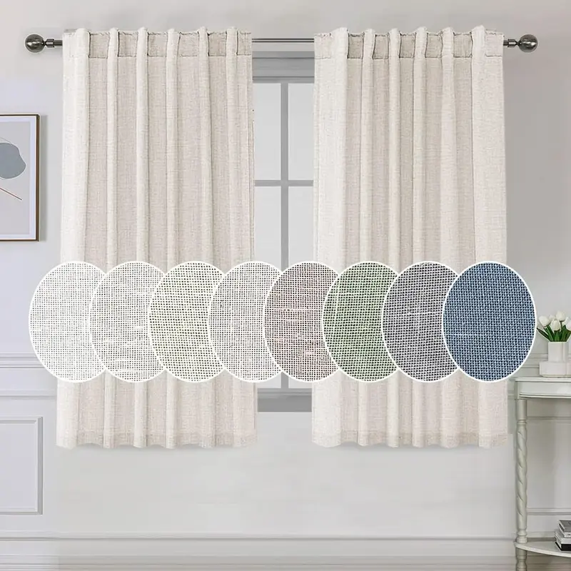 H.VERSAILTEX 2-Panel Home Decoration Curtains - 70% Linen 30% Polyester Drapes, Back Tab-Loop Pocket, Textured Light Filtering, Neutral Farmhouse Breathable Curtains for Bedroom, Durable Energy-Saving Household Textile, Interior Decoration Accessories