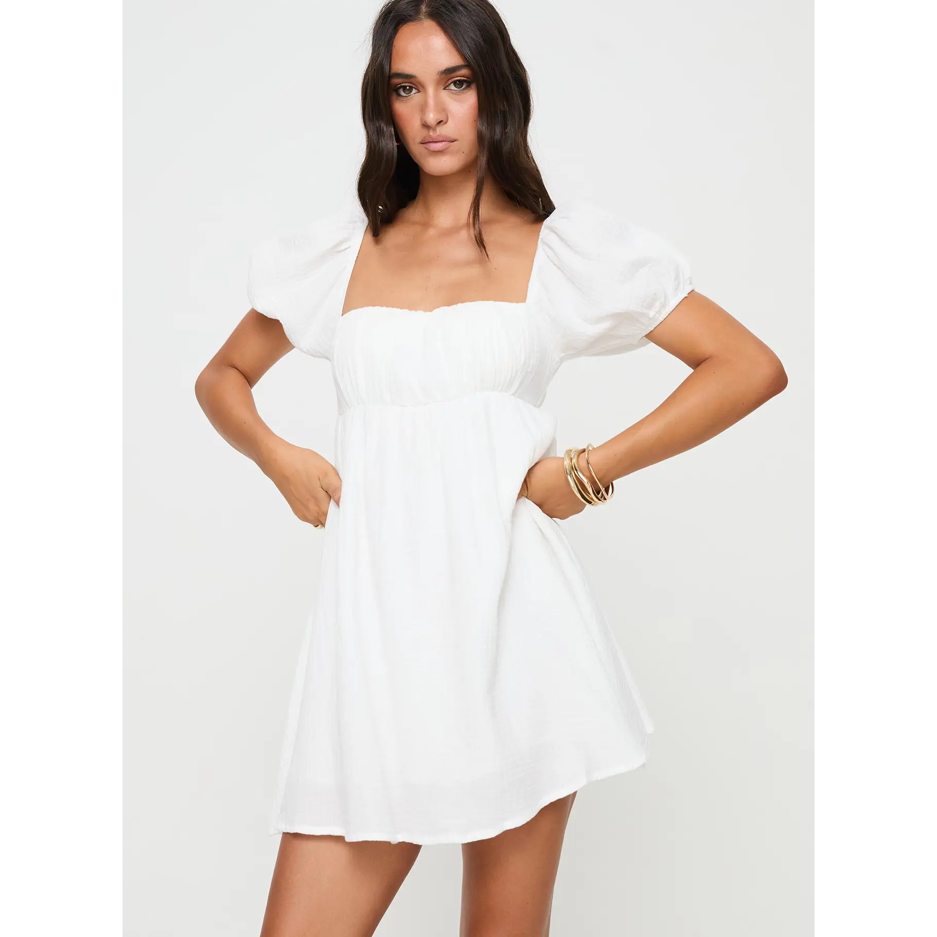 mesh ruffle mini dress Arrabel Tiered Ruffle Mesh Mini Dress White