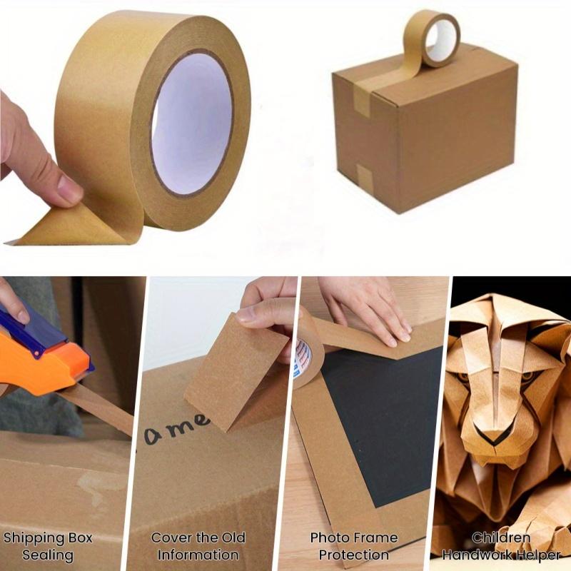 Heavy Duty Eco-Friendly Brown Kraft Box Tape, 2x10m Single Roll Self-Adhesive Tape for Carton Sealing, Shipping (Tools & Hardware Adhesives Sealers), Moving Tape