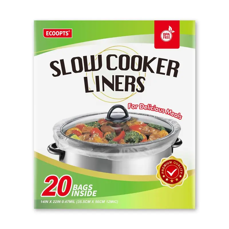 Slow Cooker Liners Disposable Cooking Bags for Oval & Round Pots Aluminum Stainless Steel BPA-Free High Temp Resistant Cookware Container