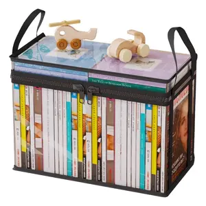 Black Large Size Transparent Storage Box for Books, Dolls & Clothes, Student Desktop Bookshelf Organizer, Dorm Moisture-proof Book Storage Bag
