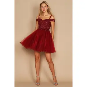 Dylan & Davids Short Sparkle Off Shoulder Prom Dress