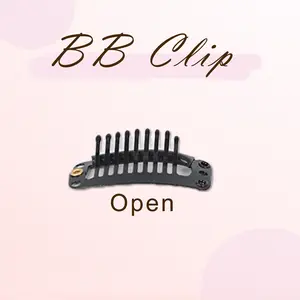 1 Pc Hair Extension Clips 9-teeth with Rubber Silicone Back for Wigs DIY Clips (Black)