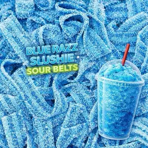 Blue Raspberry Slushie Swedish Sour Candy Belts 4oz Imported