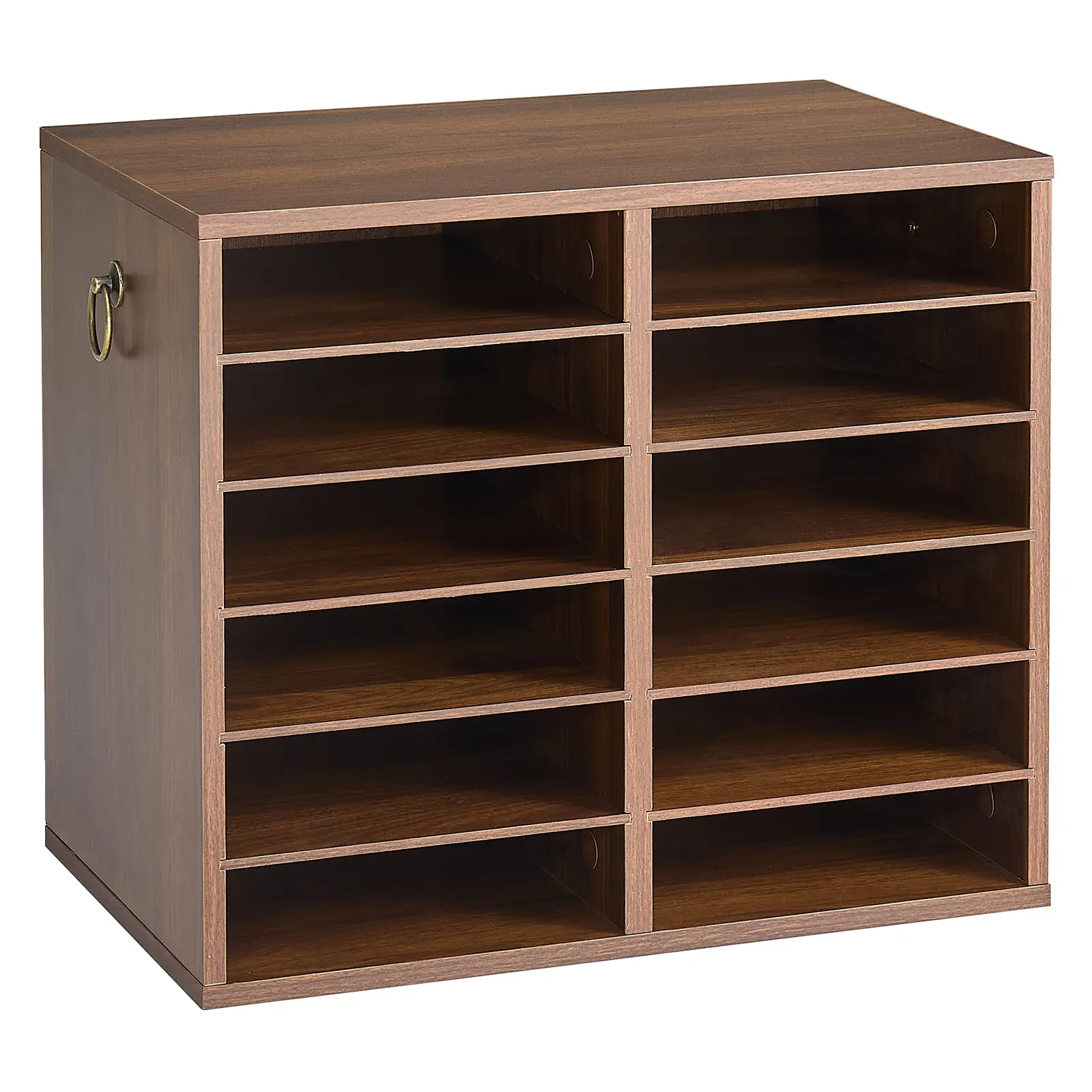VEVOR Wood Frame Literature Organizer, 12-Compartment Countertop Sorter with Adjustable Shelves & Countertop Size, Desk Accessory for Home/Office Document & Mail Organization, Brown