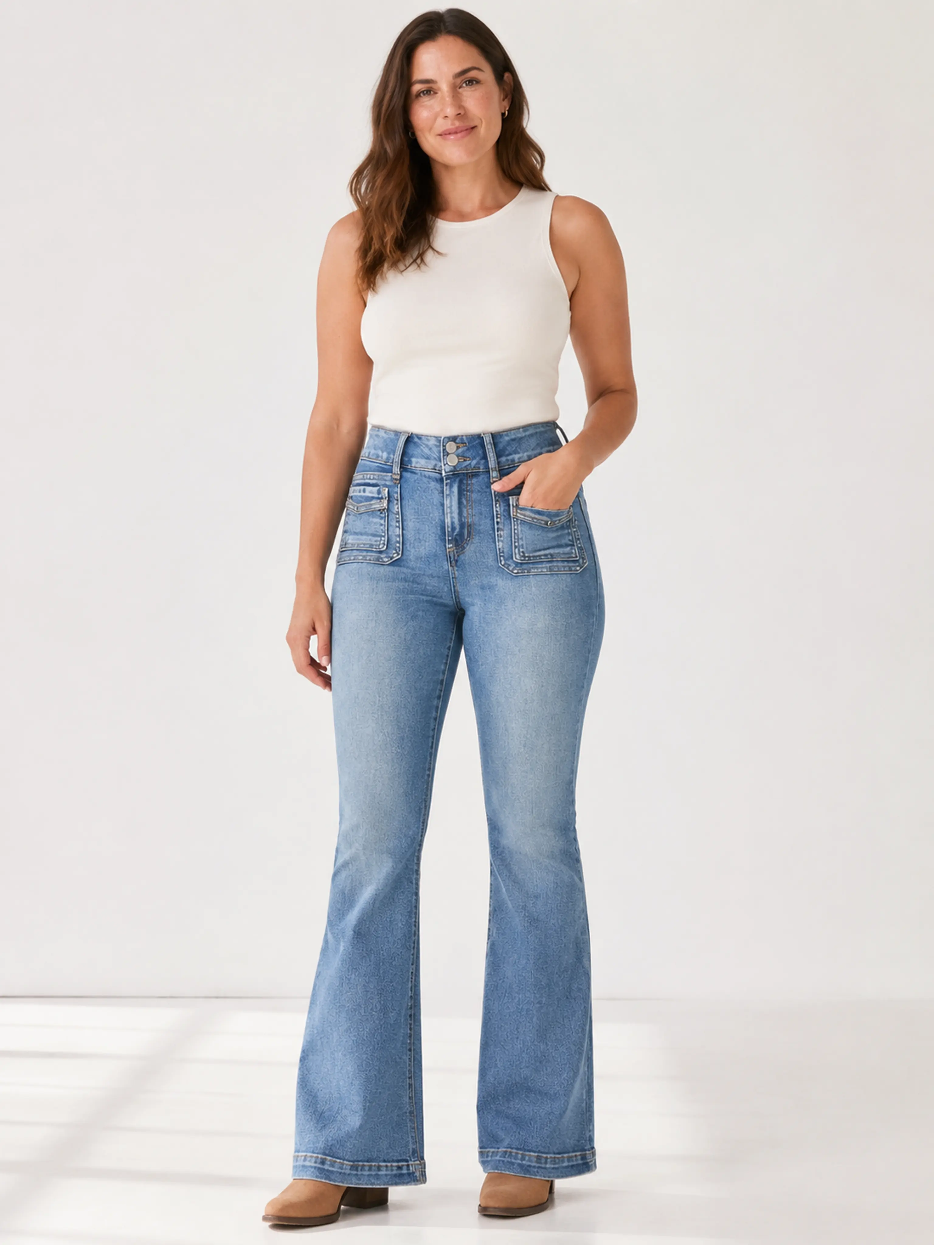 Women's Wide Leg Denim Jeans - Loose, Full Length for Tall Frames - Modern Street Style Womenswear Bottoms