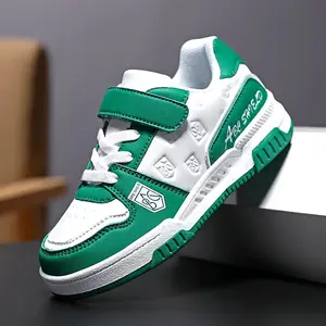 All Shred Boy's Trendy Reflective Design Skate Shoes Green & White Colour Block Comfy Non Casual Sneakers Kids Outdoor Activities