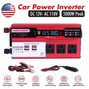 5000W Peak Car Power Inverter, DC 12V to AC 110V Modified Sine Wave Converter with LED Display, 3 AC Outlets + 4 USB Ports, Multi-Protection for Car, RV, Truck, Camping & Road Trip Use