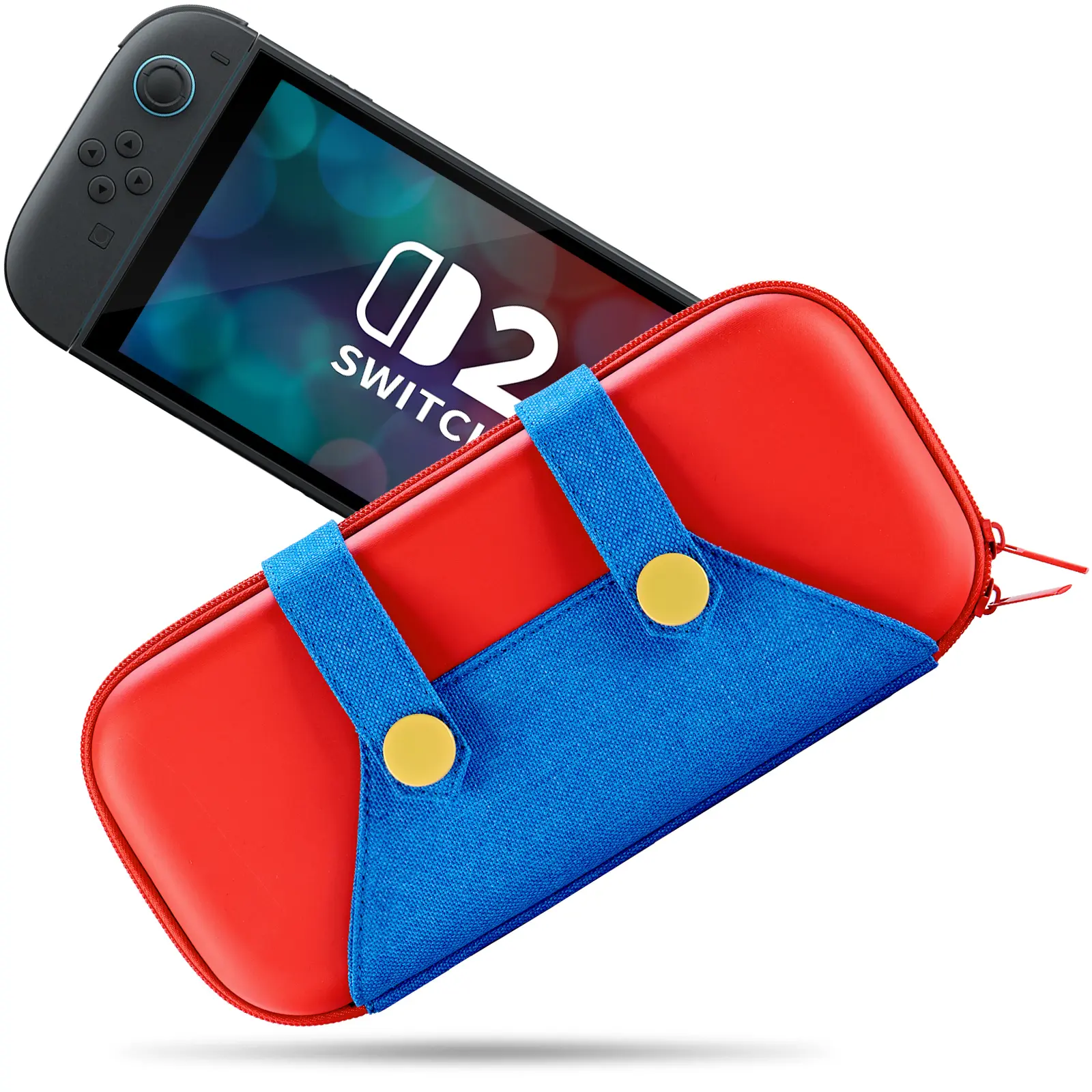 Switch 2 Case Compatible with Nintendo Switch/OLED 2025, Carrying Fun Case with 10 Game Cartridge Holders, Slim Storage Pouch - Red Blue