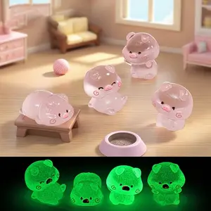 Resin Glow-In-The-Dark Pig Model Figurine, Perfect Jewelry Accessory, DIY Craft, Holiday Decor, Ideal Gift for Family and Friends