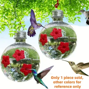 Small Hanging Bird Feeder Waterer, Round Heart Flower Design, Three-Hole Hummingbird Feeder, Outdoor Garden Decoration