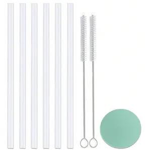 Replacement Straws Compatible With Stanley 14-40 Oz Tumblers, Reusable Long Straws With Straw Cleaning Covers, 12.2 "Plastic Straws For Cup And Bottle Accessories,School Supplies