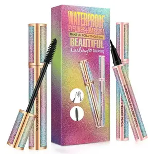 No More Smudged Eyeliner! Waterproof Eye Makeup Set – Mascara (Volumizing+Lengthening) + Smudge-Proof Eyeliner Smooth Waterproof Eyeliner and Lipliner Waterproof Voluminous Lash Mascara Waterproof Silk Fiber Mascara Set