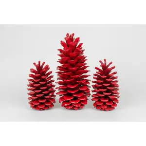 Red Painted X-Large Pinecones - 9-14"