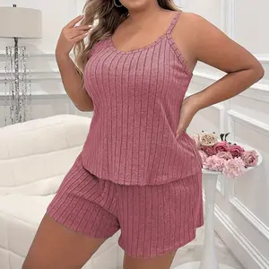 Women Large Size Cami Set Fashion Drape Straps Sleepwear Loungewear
