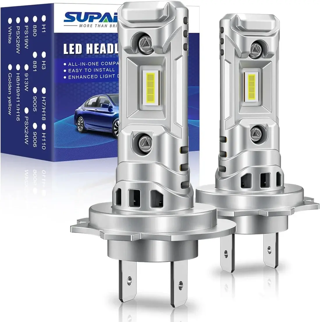 Suparee H7 LED Headlight Bulbs With Cool White ,5-Min Installation