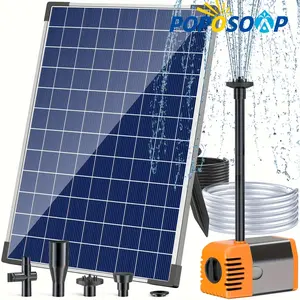 POPOSOAP 25W Solar Water Pump, Solar Powered Fountain Pump With 410GPH Submersible Pump, 4 Sprayers, 16.4ft Cable, 6.6ft Tubing For Pond, Fish Tank, Pool, Bird Bath, Garden Water