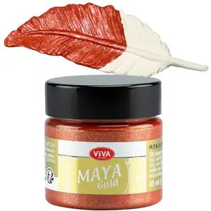 Viva Decor Maya Gold (Copper) Acrylic Paint - 1.52 Fl Oz, Acrylic Base, Luxurious Metallic Shine, Luxurious Look, Impact-Resistant, Smudge-Proof, Weatherproof Office Art Supply for Creative Works on Wood, Glass