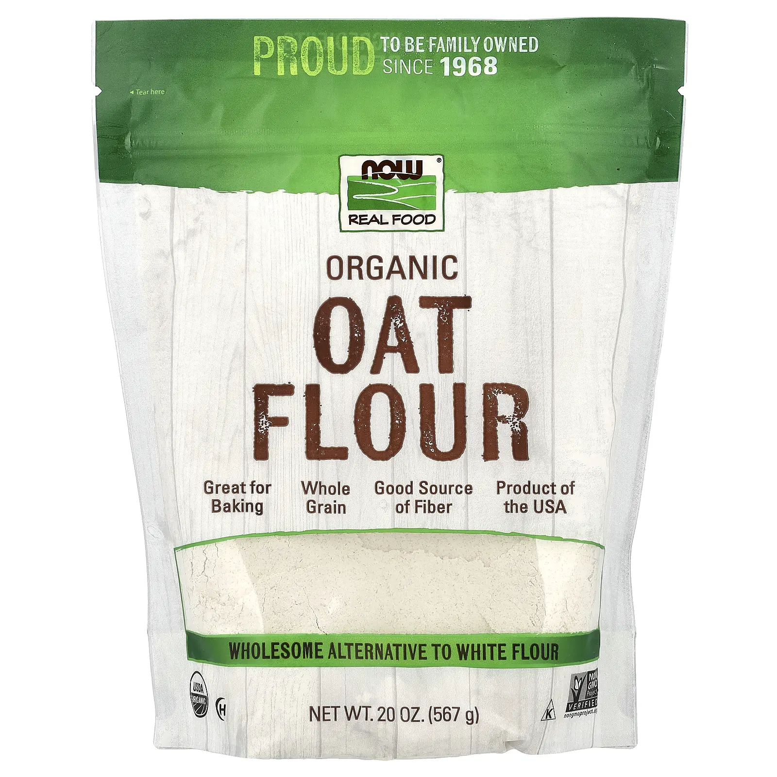 NOW Foods Real Food, Organic Oat Flour, 20 oz (567 g)