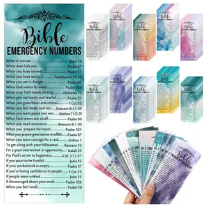 100PCS Christian Bible Verse Bookmarks – Emergency Numbers Religious Church Gifts