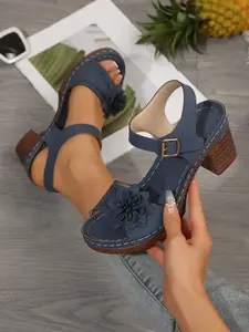 Summer 3D Flower Heeled Sandals, One-Strap Elegant Open Toe Waterproof Platform Comfortable Women's Sandals, Stylish and Durable Footwear for Summer