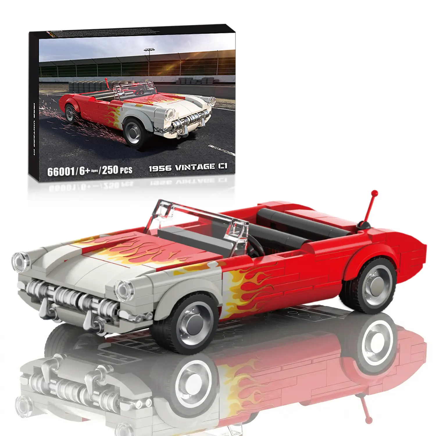 249-Piece Vintage Classic Sports Car MOC Building Blocks Set with Detailed Interiors, DIY Learning Model Kits Collectibles, 6-8 Years Children Development Gift & House Decoration Item