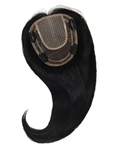 100% Real Straight Human Hair, 5in x 6in Mono Net & Hand-knotting & Ventilation, 4 Clips Topper for Women, Hand-Tied Lightweight Breathable for Volume & Coverage, Nature Human Hair, 18inch Long Hair, 8 Colors Suit for Everyday, Human Wig Hair