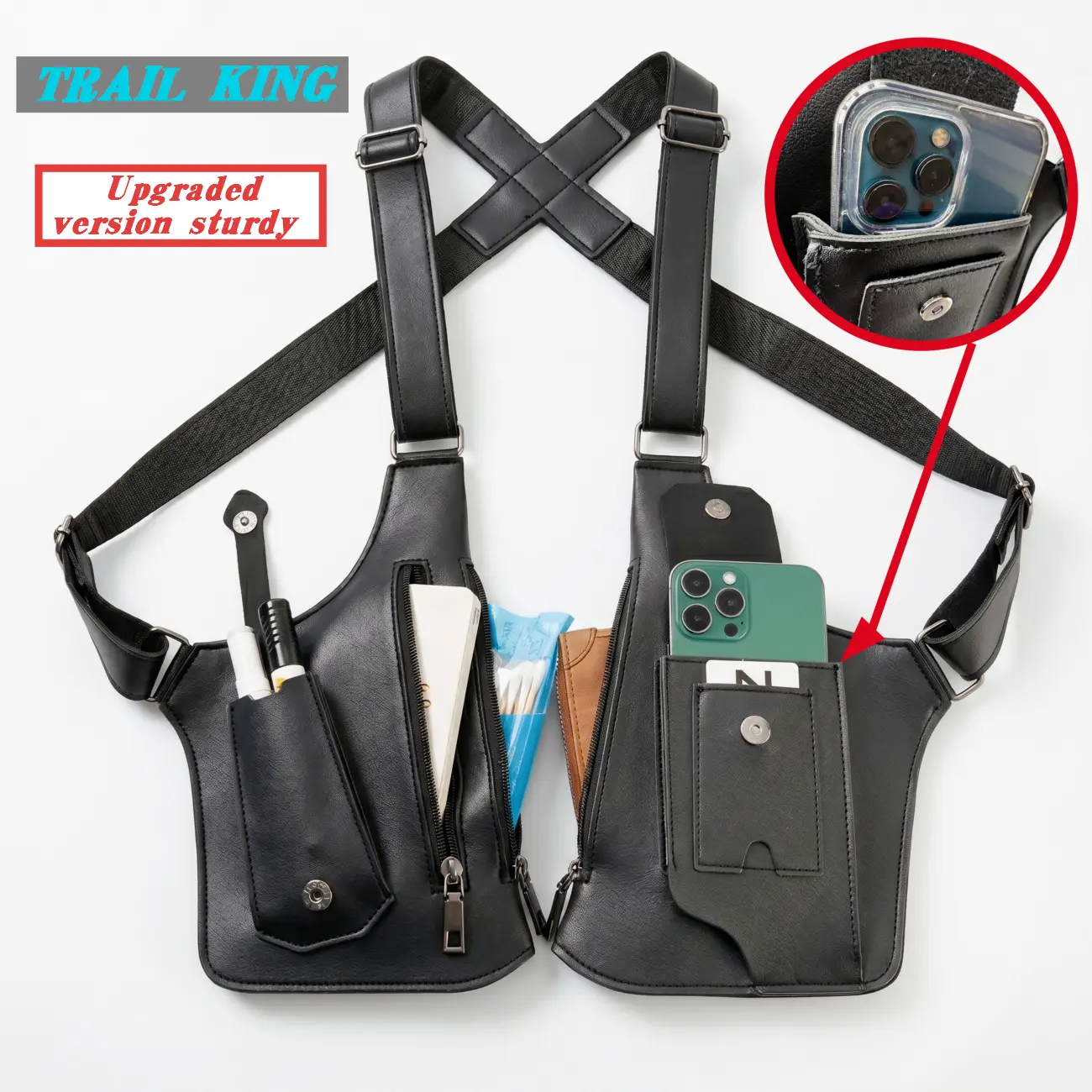 Multi-functional sports backpack suitable for both men and women, hidden underarm and dual shoulder design, hiking and cycling backpack, tactical bag, gift for father on Christmas, multi-pocket backpack, for storing mobile phone, bank card  keys. hunt