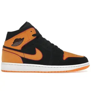 Jordan Men's 1 Mid Fat Tongue Black Orange Basketball Shoes, from StockX