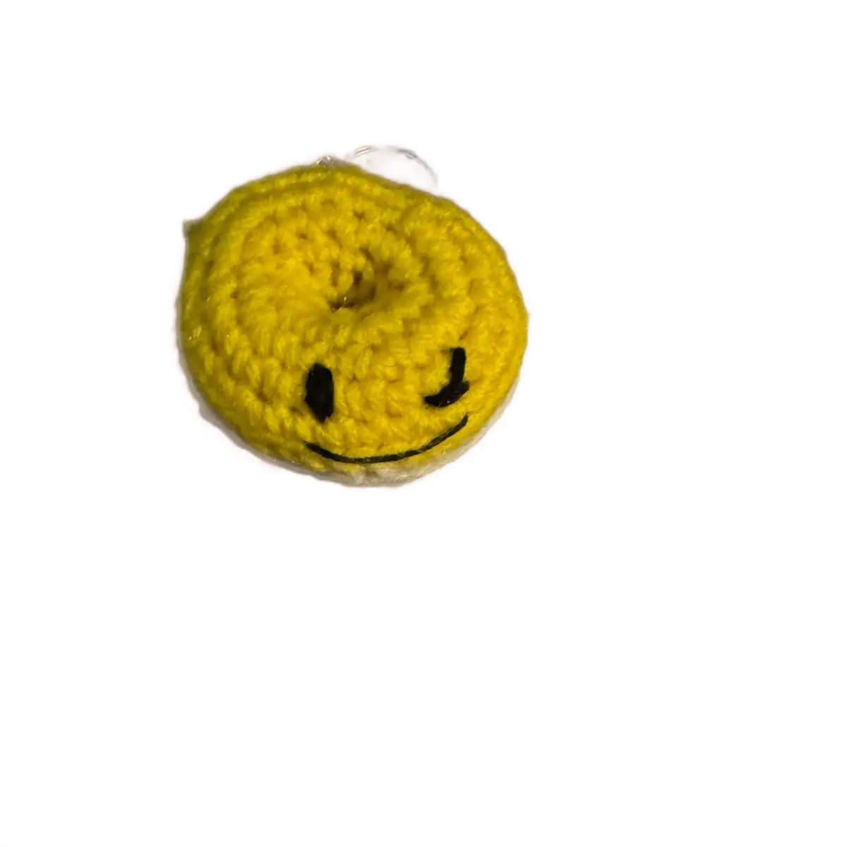 Emoji Keychain - Yellow Crochet Design with Smiling Face, Ideal for Personalization and Fun Accessories