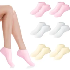 6 Pairs Silicone Socks for Dry Cracked Feet Women,Moisturizing Foot Mask Exfoliating Silicone Socks,Foot Spa Gel Socks for Cracked Heels,Softening Rough Skin and After Pedicure Care