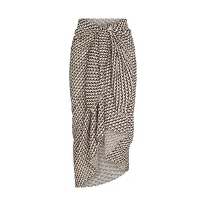 St. Tropez Sarong - Husk Geo Crinkle Linen