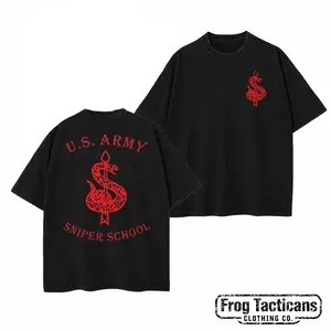 US Army Sniper School T-Shirt Retro Tactical Red Snake Graphic Tee Heavyweight Streetwear Gift