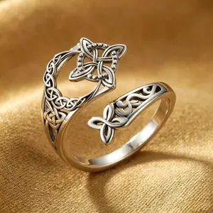 Celtic Knot Witch Knot Adjustable Open Ring Hecate Ring Pagan Witchtok Protection Witchy Jewelry for Ceremony & Devotion, Gift for Her, Mother's Day Gift