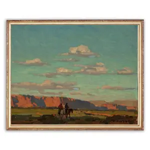 Vintage Western Cowboys Painting | Antique Mountain Hills Artwork | Classic Horse Riders Poster | 19th Century Art Print | PRINTABLE art Decor Wall